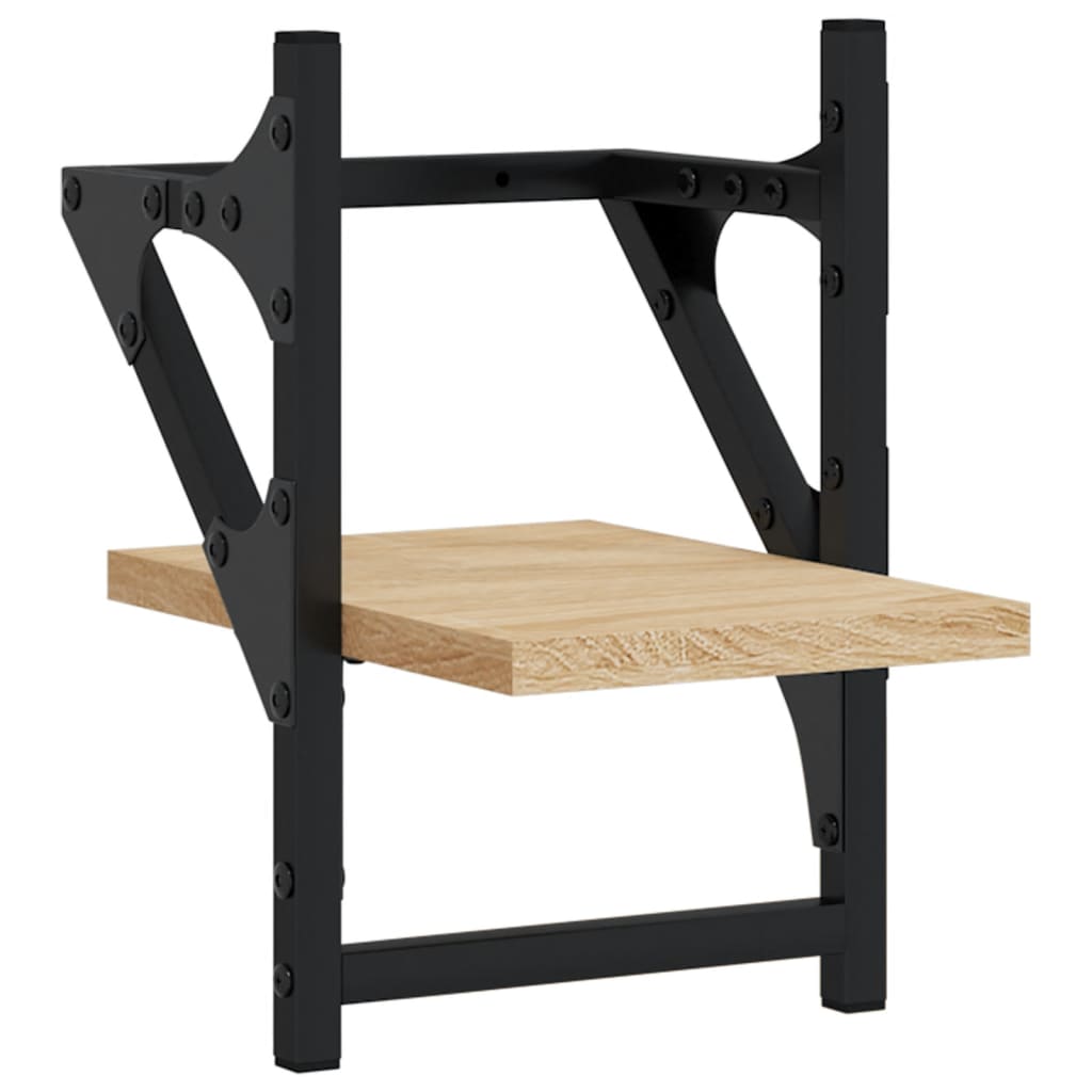 2 db sonoma-tölgyszínű falipolc rúddal 20 x 25 x 30 cm