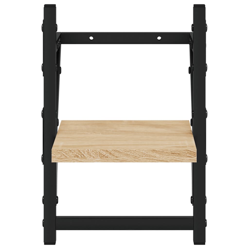 2 db sonoma-tölgyszínű falipolc rúddal 20 x 25 x 30 cm