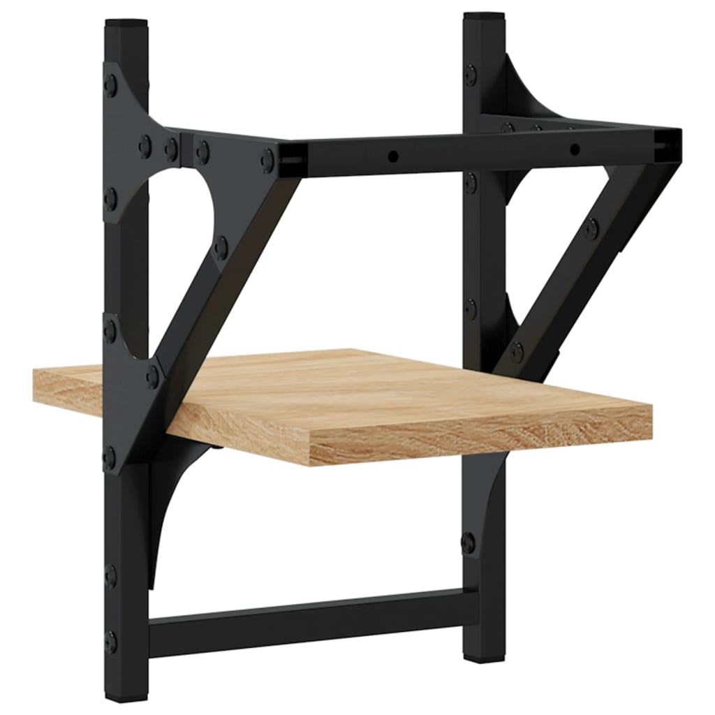 2 db sonoma-tölgyszínű falipolc rúddal 20 x 25 x 30 cm