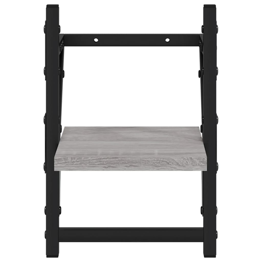 2 db szürke sonoma színű fali polc rúddal 20 x 25 x 30 cm