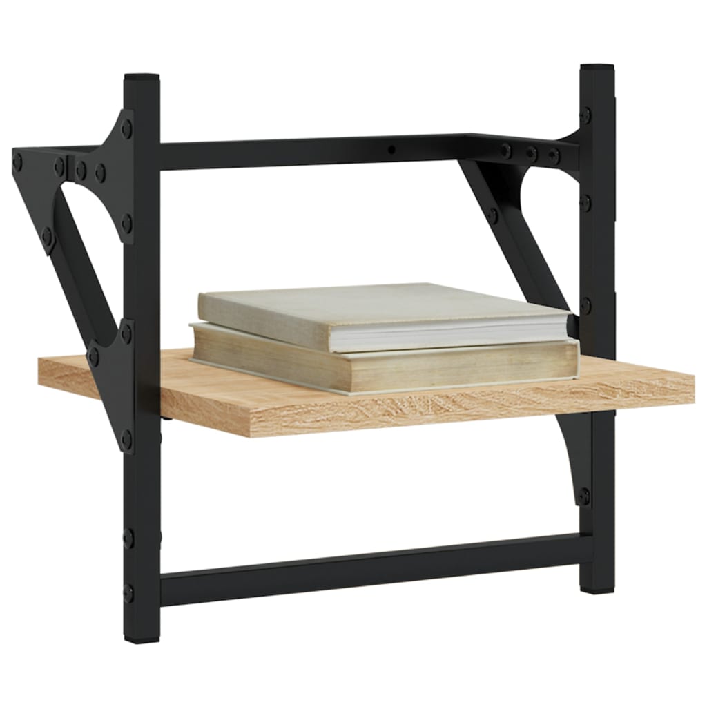 2 db sonoma tölgy színű fali polc rúddal 30 x 25 x 30 cm