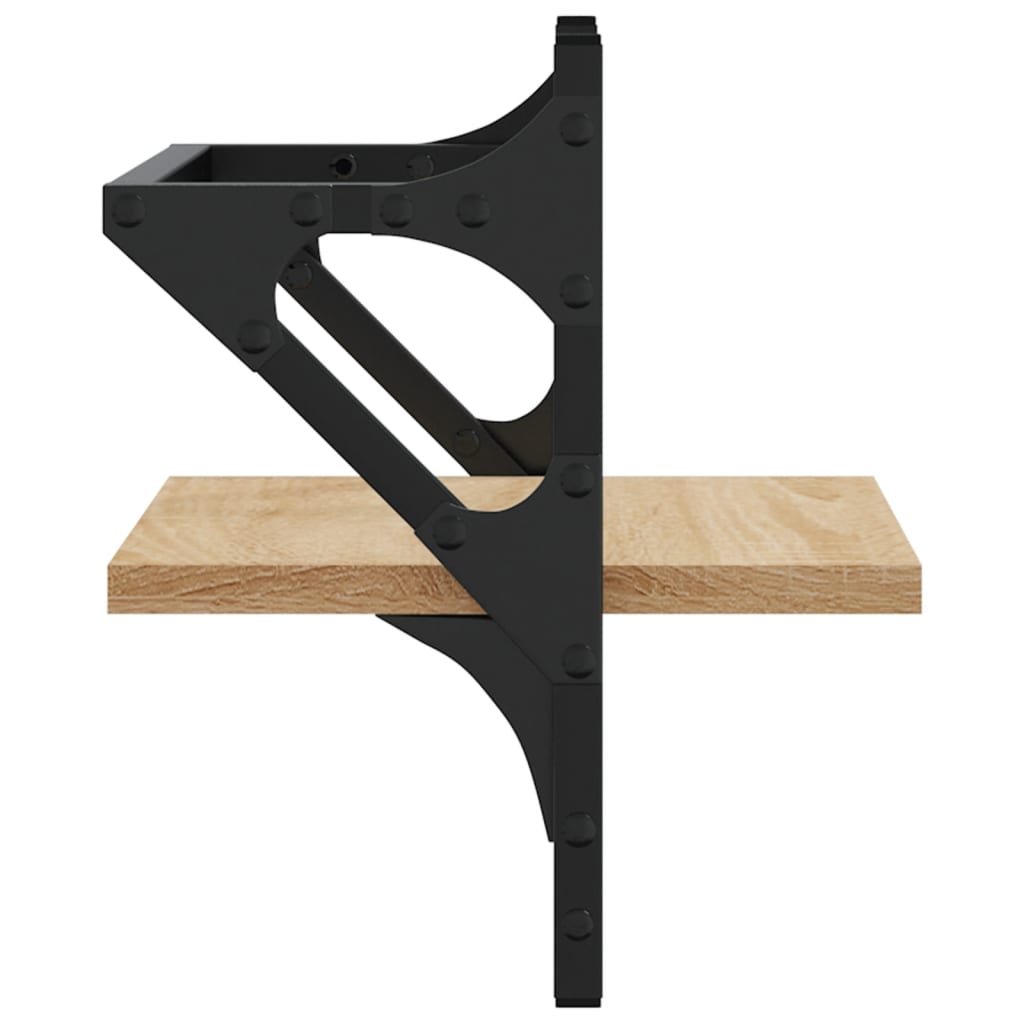 2 db sonoma tölgy színű fali polc rúddal 30 x 25 x 30 cm