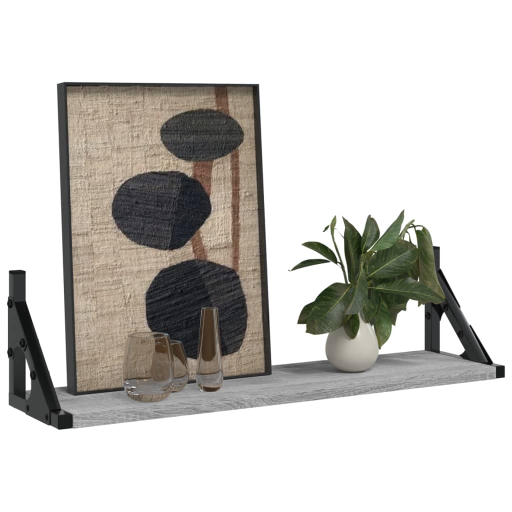 2 db szürke sonoma színű fali polc 60 x 15 x 15,5 cm