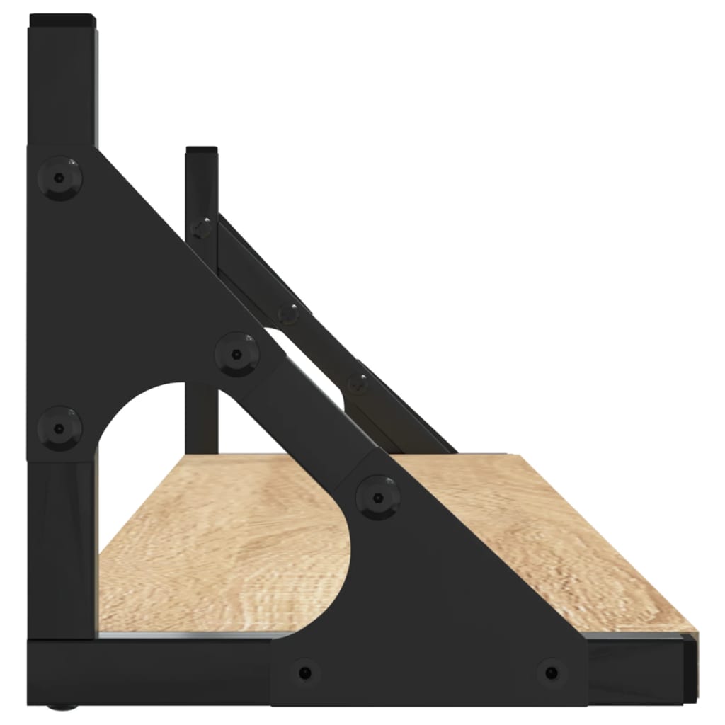 2 db sonoma-tölgy színű szerelt fa fali polc 80 x 15 x 15,5 cm