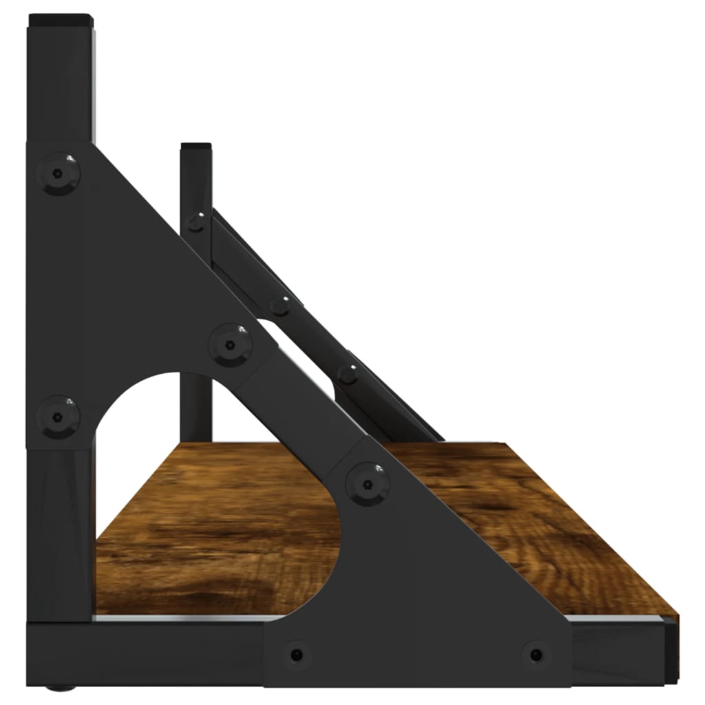 2 db füstös tölgy színű szerelt fa fali polc 80 x 15 x 15,5 cm