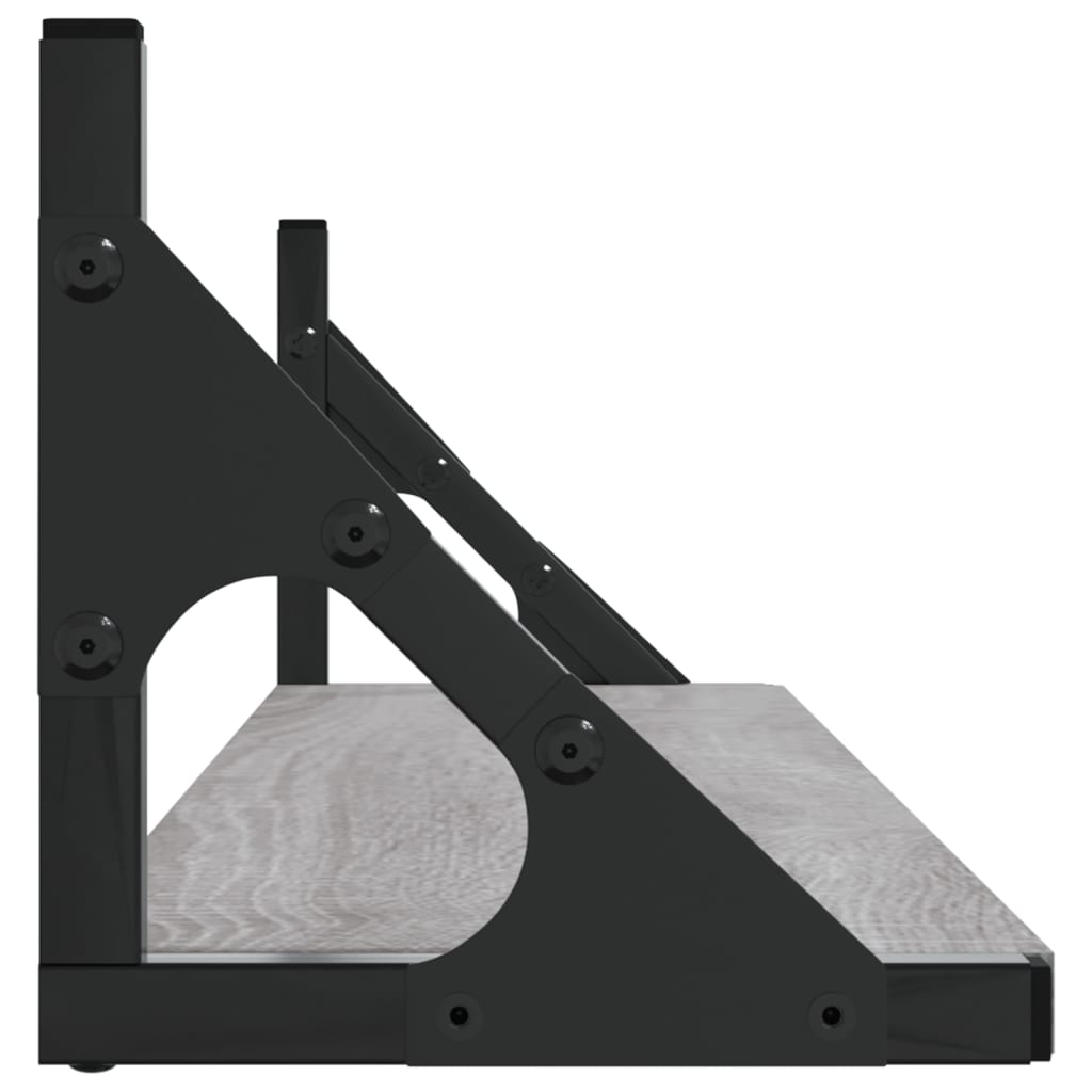 2 db szürke sonoma színű szerelt fa fali polc 80 x 15 x 15,5 cm