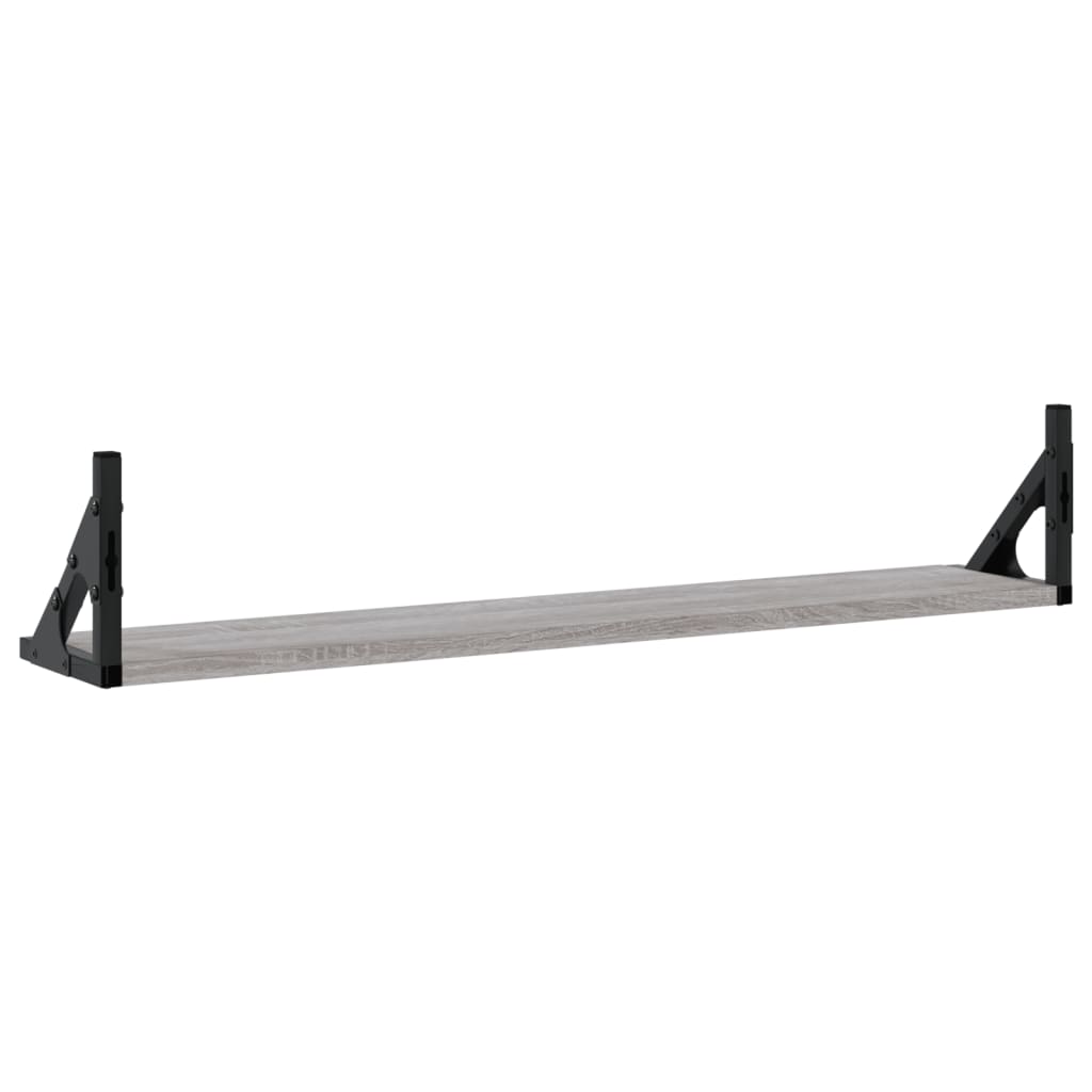 2 db szürke sonoma színű szerelt fa fali polc 80 x 15 x 15,5 cm