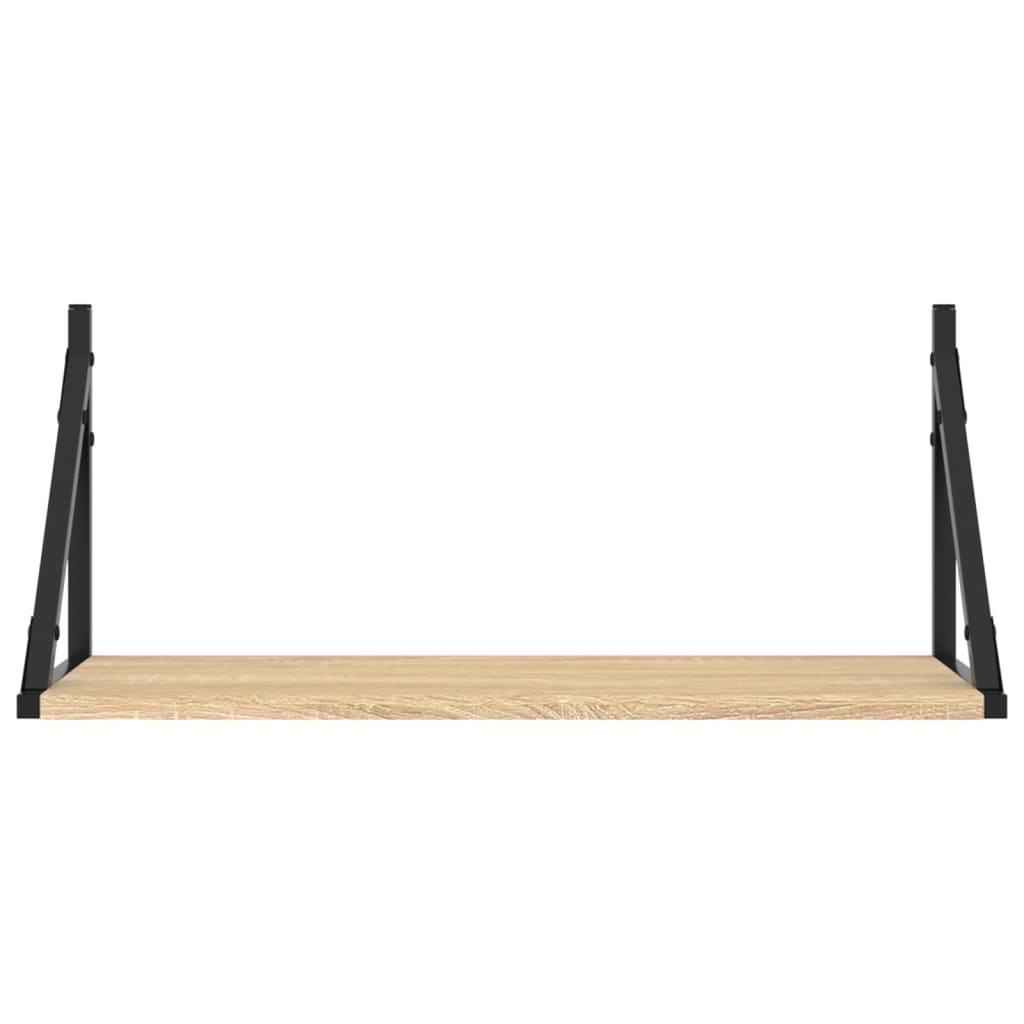 2 db sonoma tölgy színű szerelt fa fali polc 60 x 25 x 25,5 cm