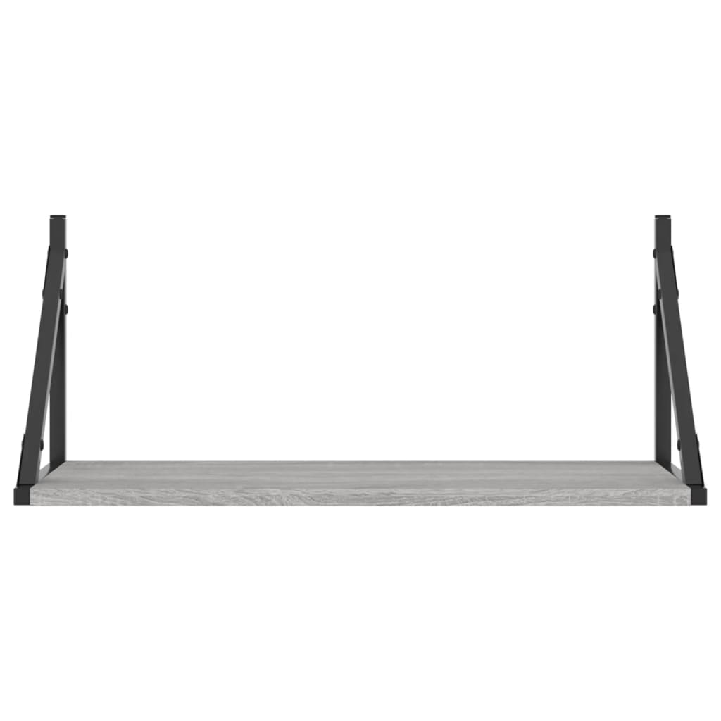 2 db szürke sonoma színű szerelt fa fali polc 60 x 25 x 25,5 cm