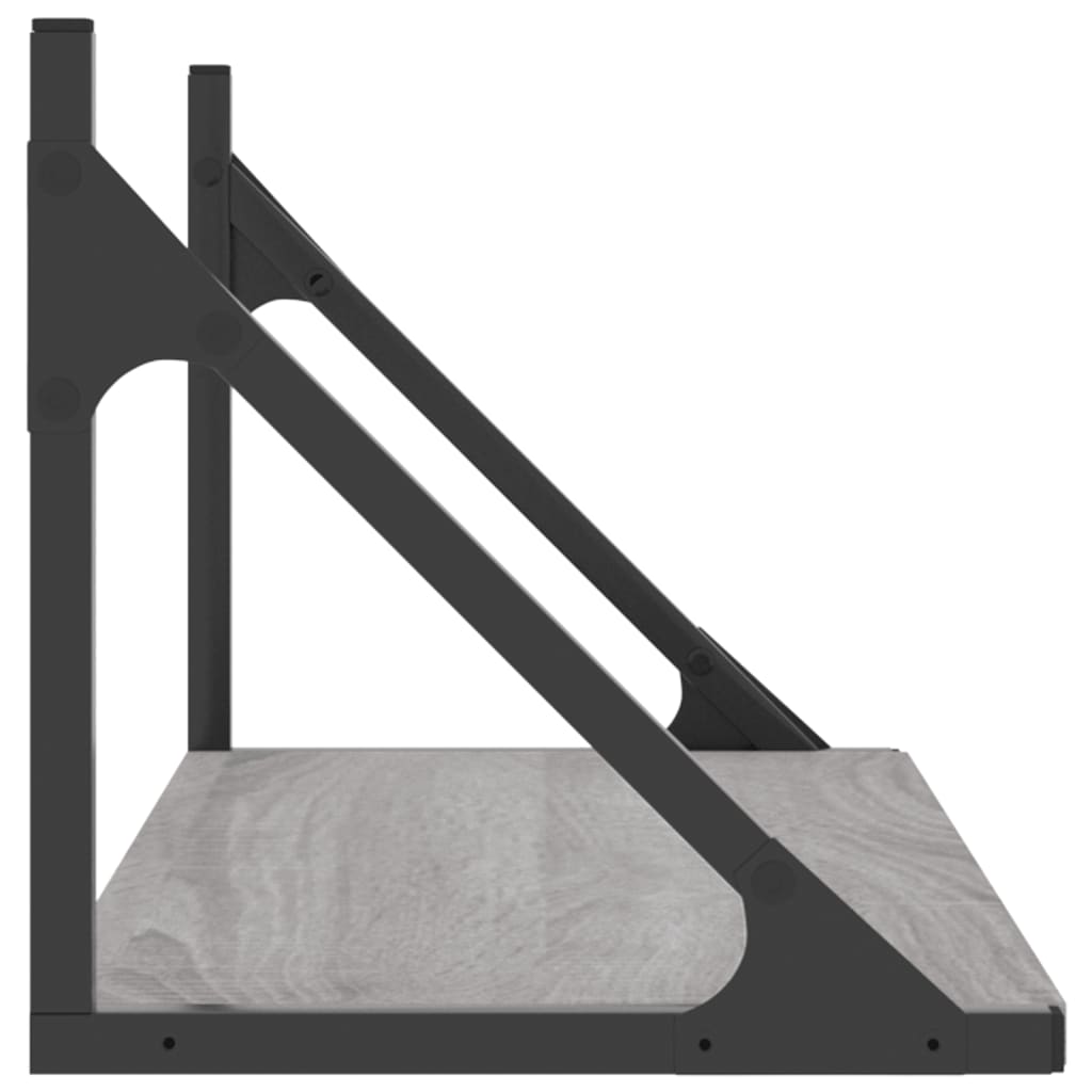 2 db szürke sonoma színű szerelt fa fali polc 60 x 25 x 25,5 cm