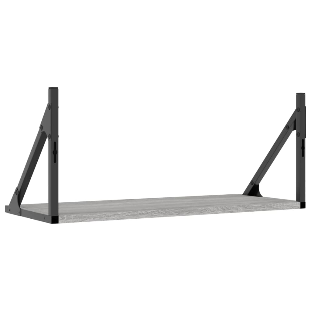 2 db szürke sonoma színű szerelt fa fali polc 60 x 25 x 25,5 cm