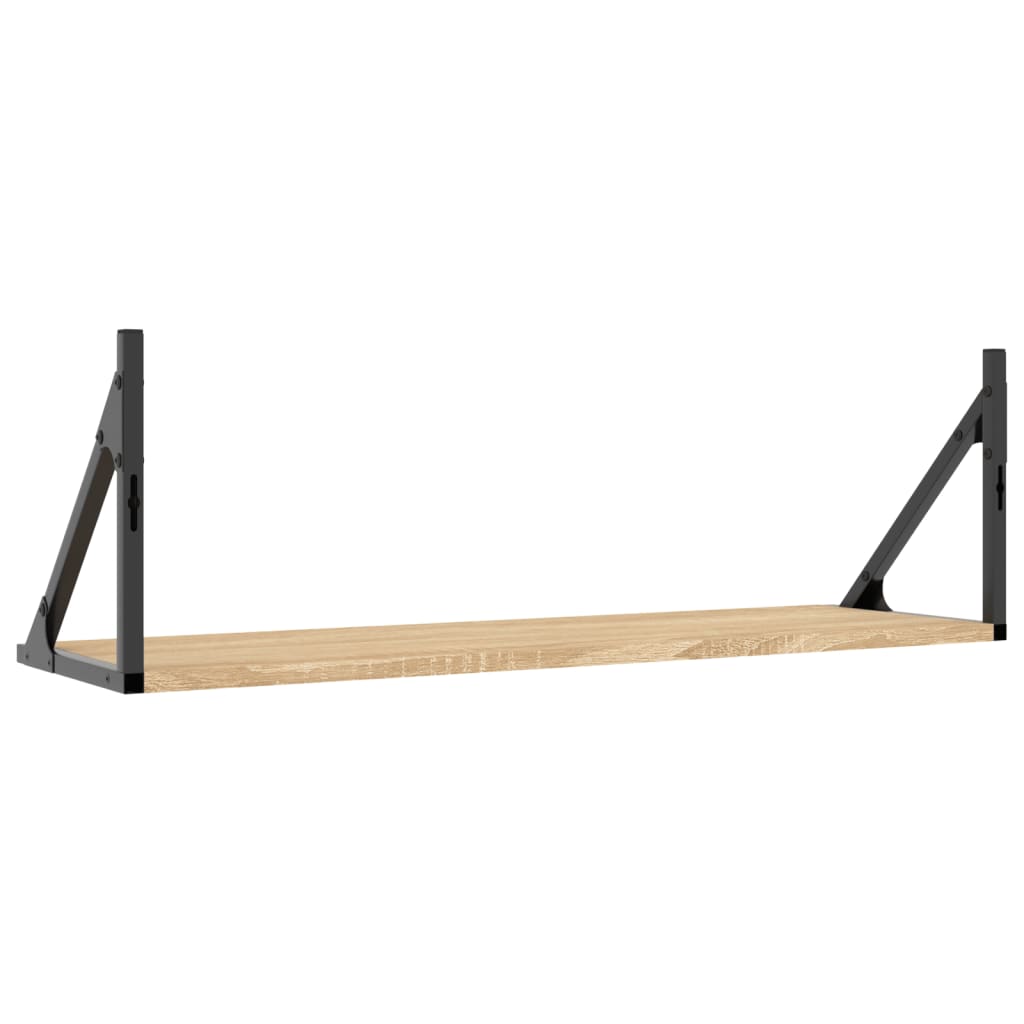 2 db sonoma tölgy színű szerelt fa fali polc 80 x 25 x 25,5 cm