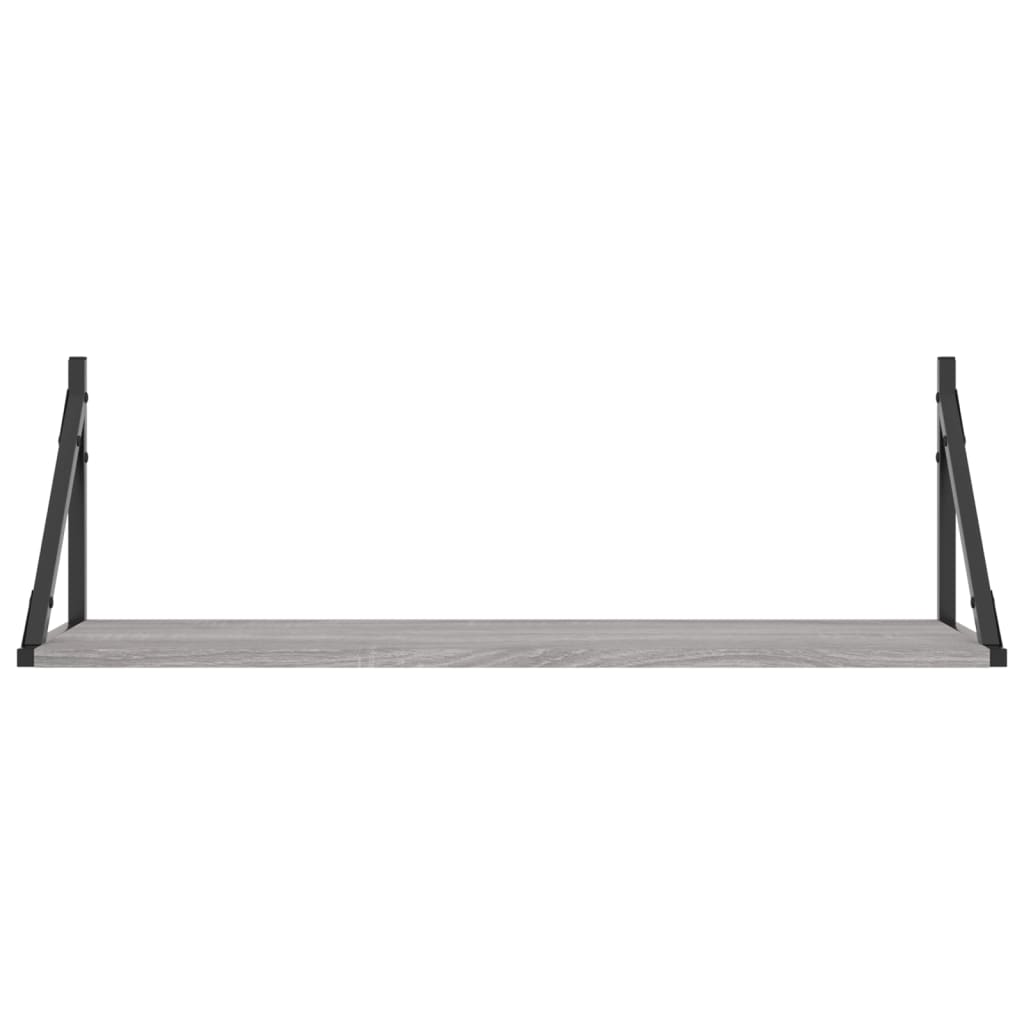 2 db szürke sonoma színű szerelt fa fali polc 80 x 25 x 25,5 cm
