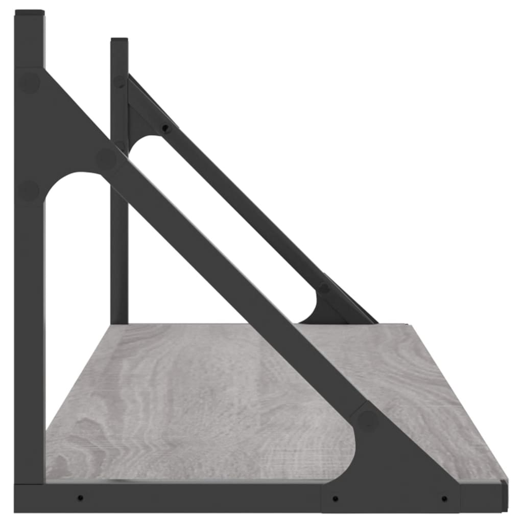 2 db szürke sonoma színű szerelt fa fali polc 80 x 25 x 25,5 cm