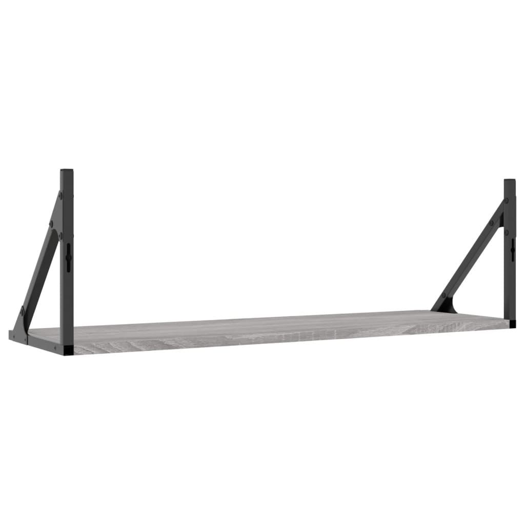 2 db szürke sonoma színű szerelt fa fali polc 80 x 25 x 25,5 cm