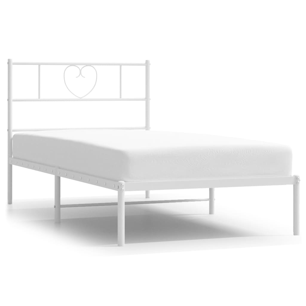 Fehér fém ágykeret fejtámlával 107x203 cm Fehér fém ágykeret fejtámlával 107x203 cm