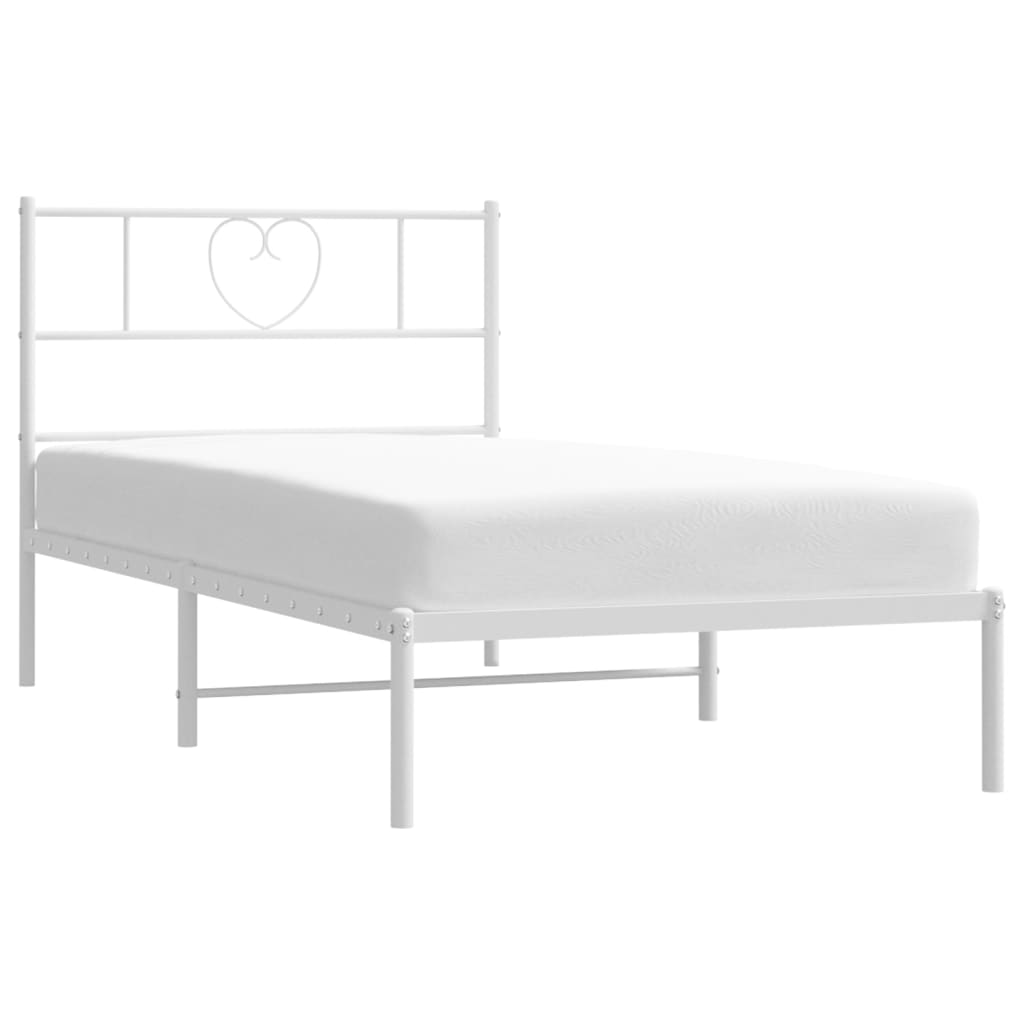 Fehér fém ágykeret fejtámlával 107x203 cm Fehér fém ágykeret fejtámlával 107x203 cm