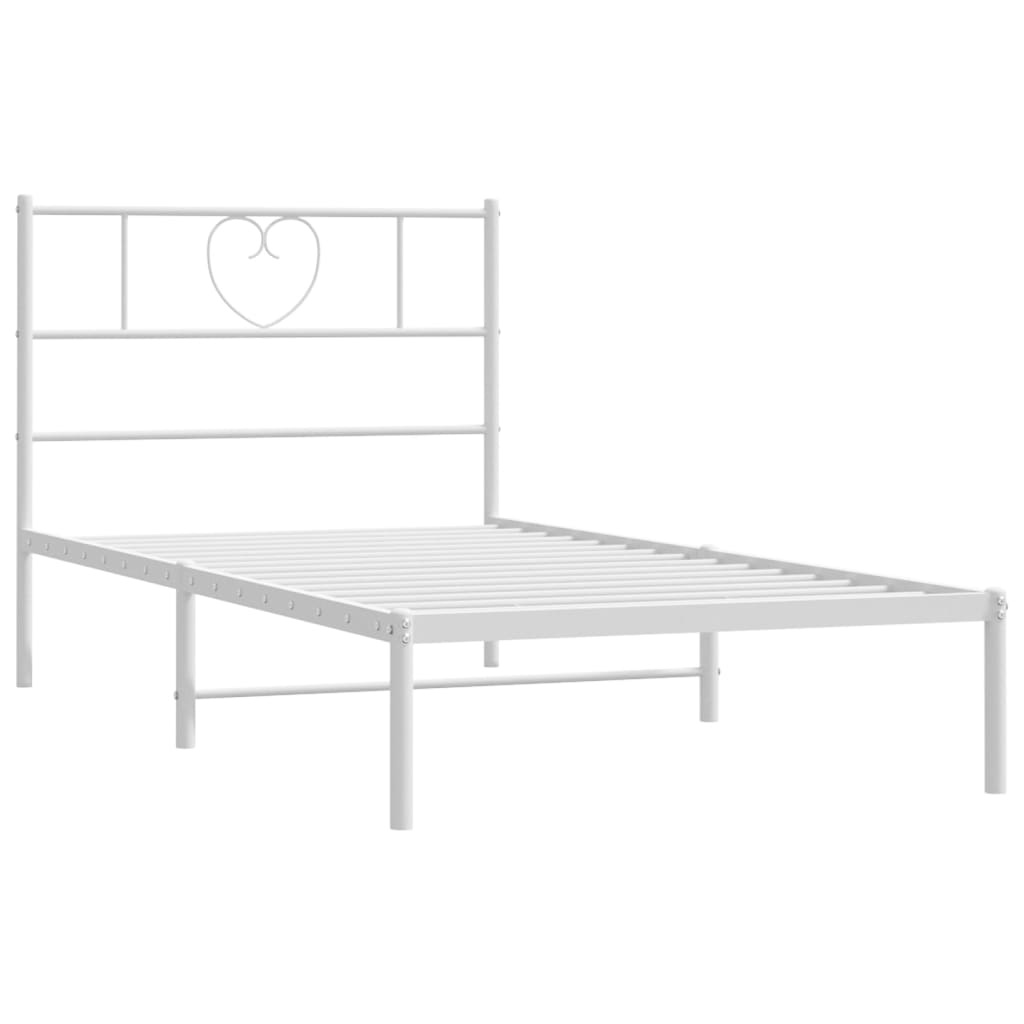 Fehér fém ágykeret fejtámlával 107x203 cm Fehér fém ágykeret fejtámlával 107x203 cm