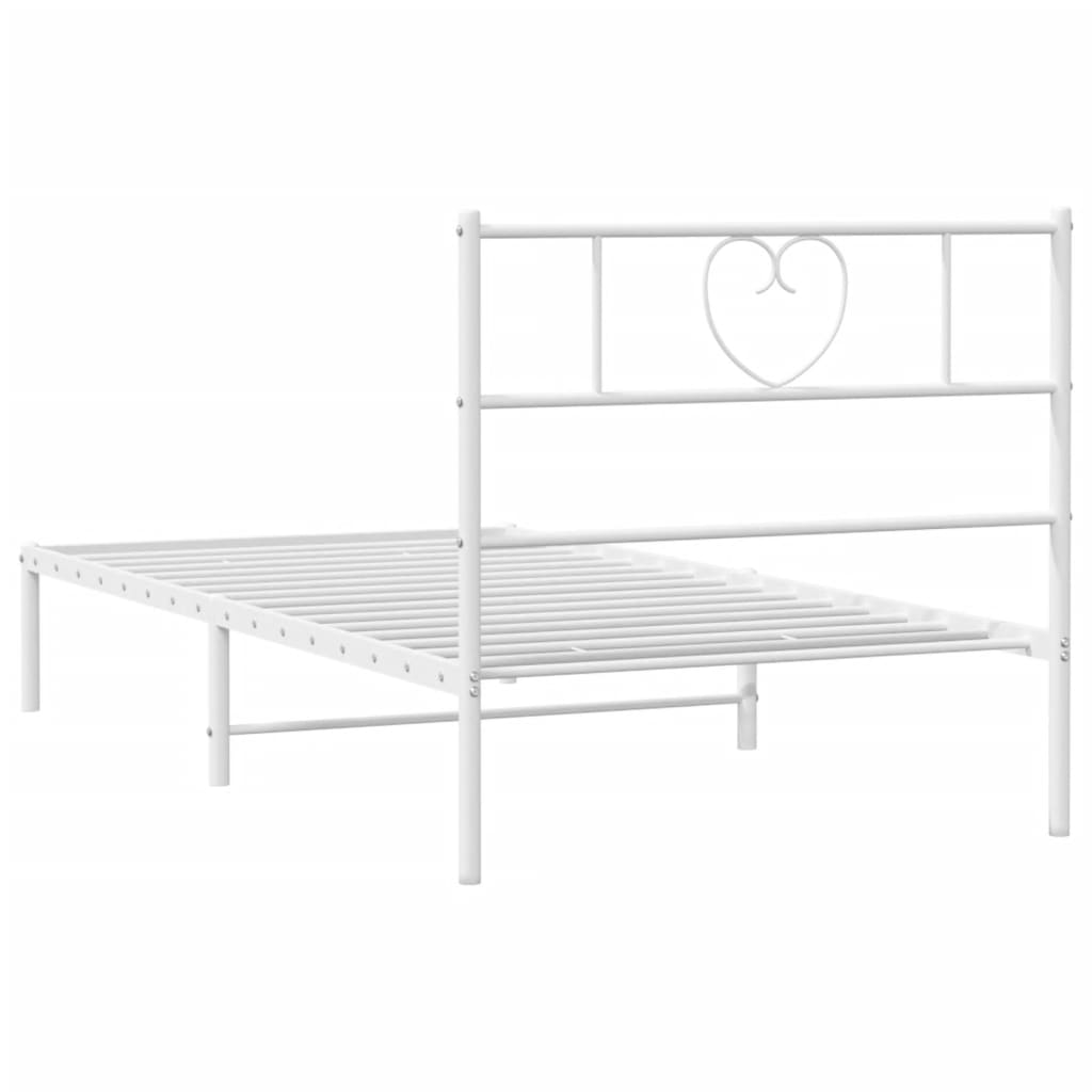 Fehér fém ágykeret fejtámlával 107x203 cm Fehér fém ágykeret fejtámlával 107x203 cm
