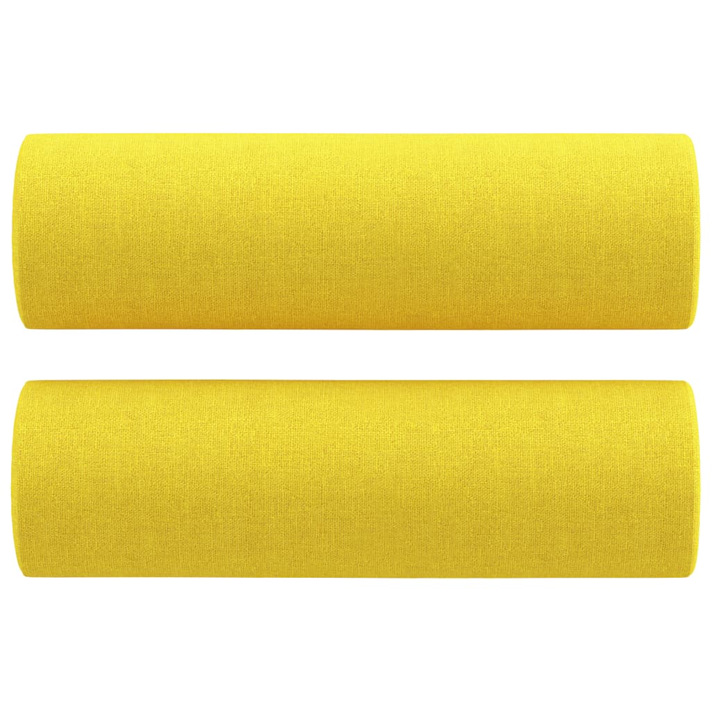2 személyes világossárga szövet kanapé díszpárnákkal 120 cm 2 személyes világossárga szövet kanapé díszpárnákkal 120 cm
