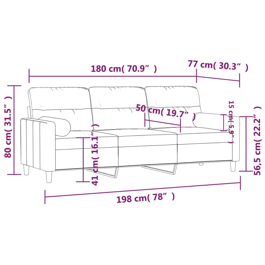 3 személyes sötétszürke szövet kanapé díszpárnákkal 180 cm 3 személyes sötétszürke szövet kanapé díszpárnákkal 180 cm