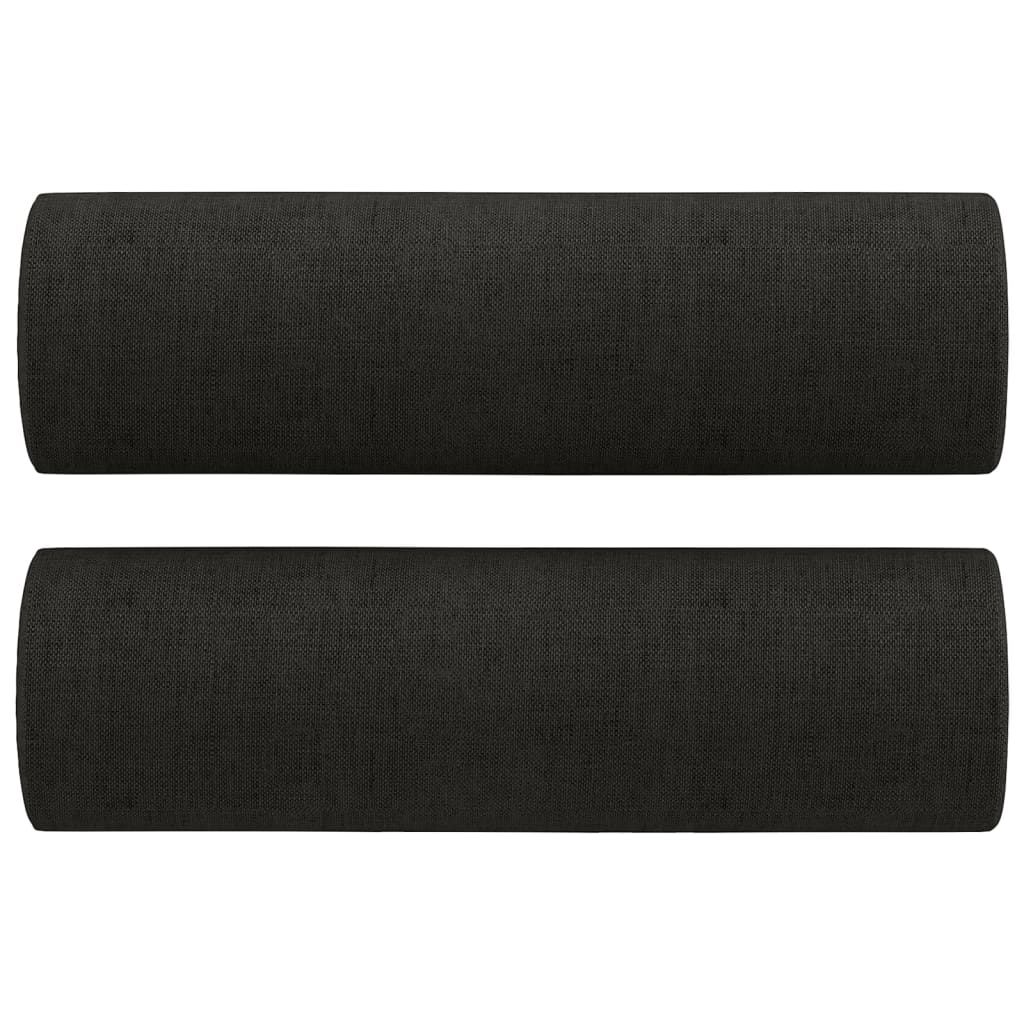 3 személyes fekete szövet kanapé díszpárnákkal 180 cm