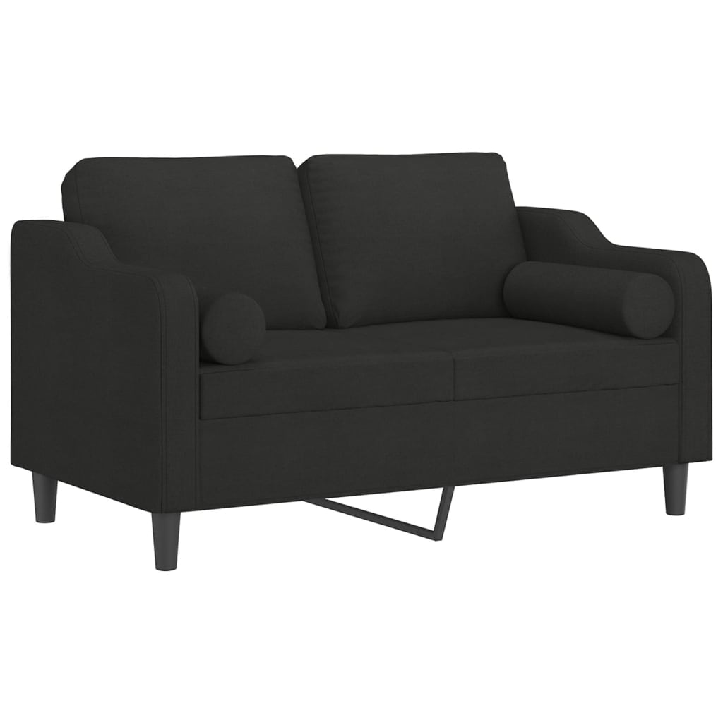 2 személyes fekete szövet kanapé díszpárnákkal 120 cm 2 személyes fekete szövet kanapé díszpárnákkal 120 cm