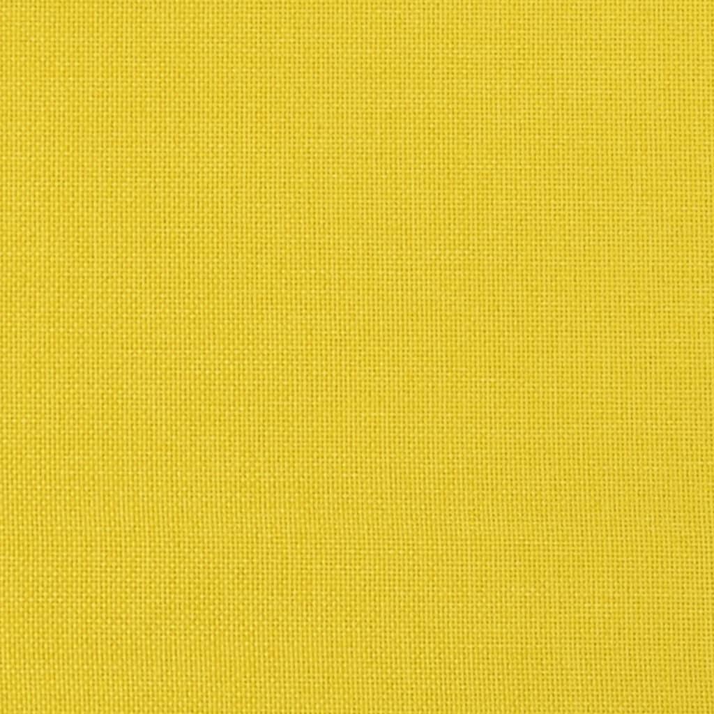 2 személyes világossárga szövet kanapé díszpárnákkal 120 cm