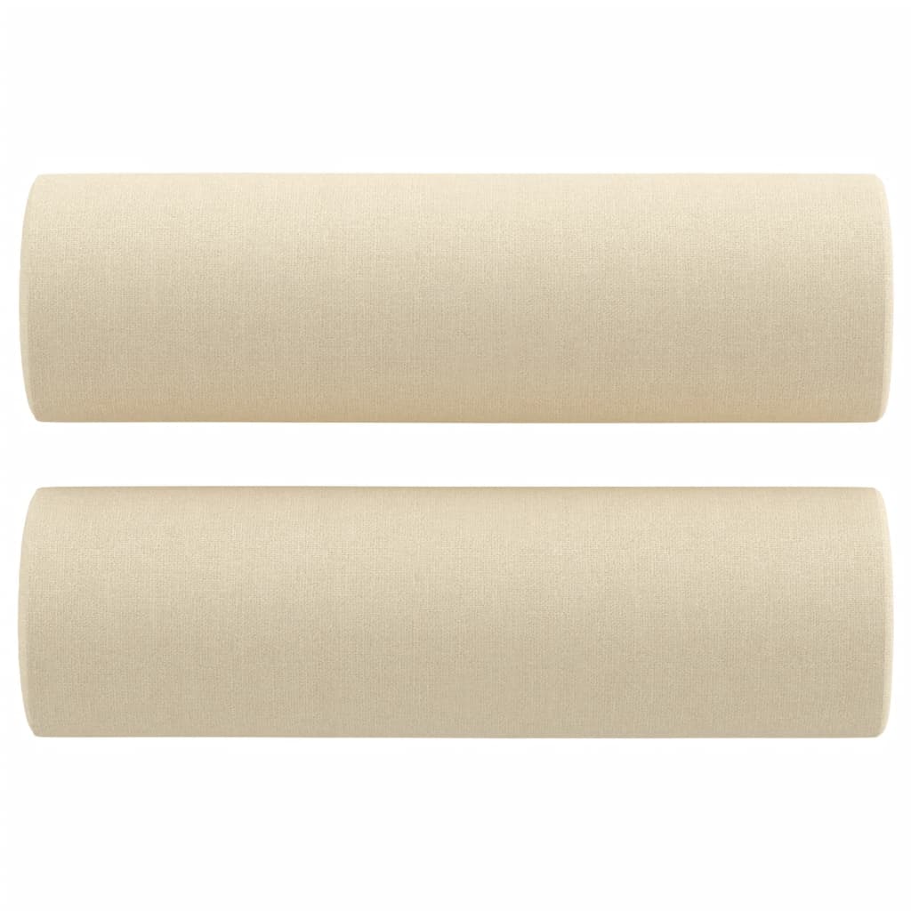 2 személyes krémszínű szövet kanapé díszpárnákkal 140 cm