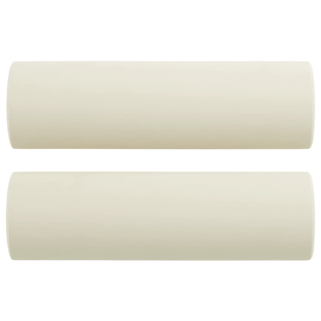 2 személyes krémszínű bársony kanapé díszpárnákkal 120 cm