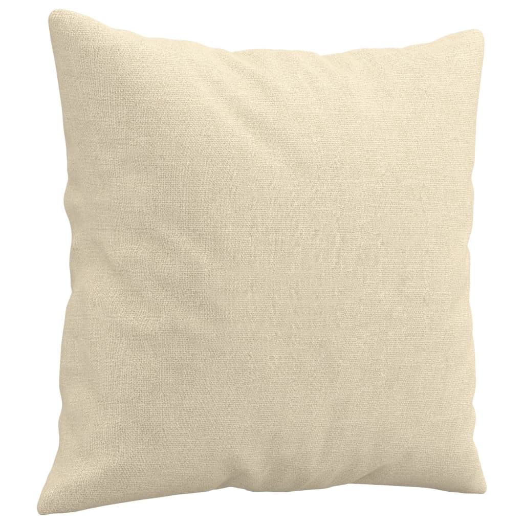 2 személyes krémszínű szövet kanapé díszpárnákkal 140 cm