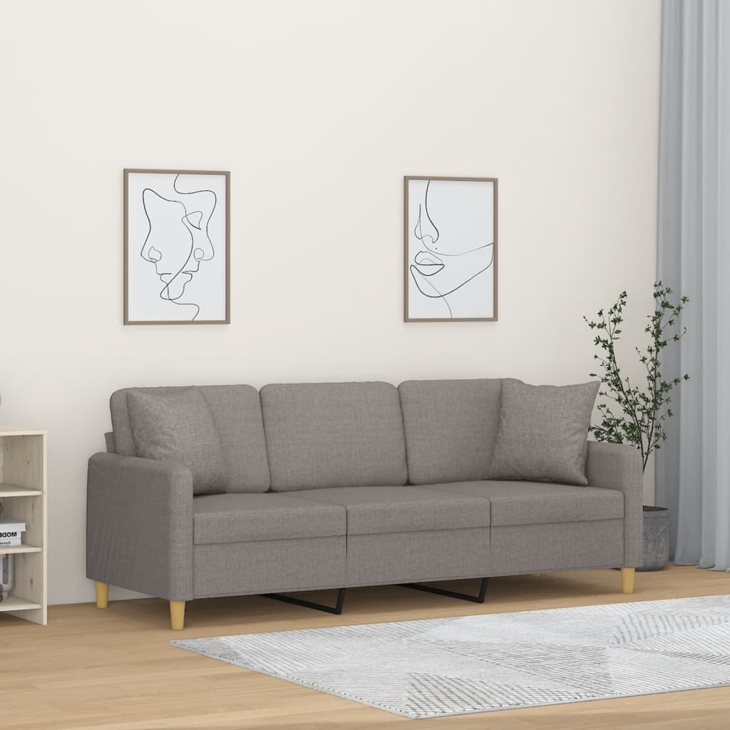 3 személyes tópszínű szövetkanapé díszpárnákkal 180 cm 3 személyes tópszínű szövetkanapé díszpárnákkal 180 cm