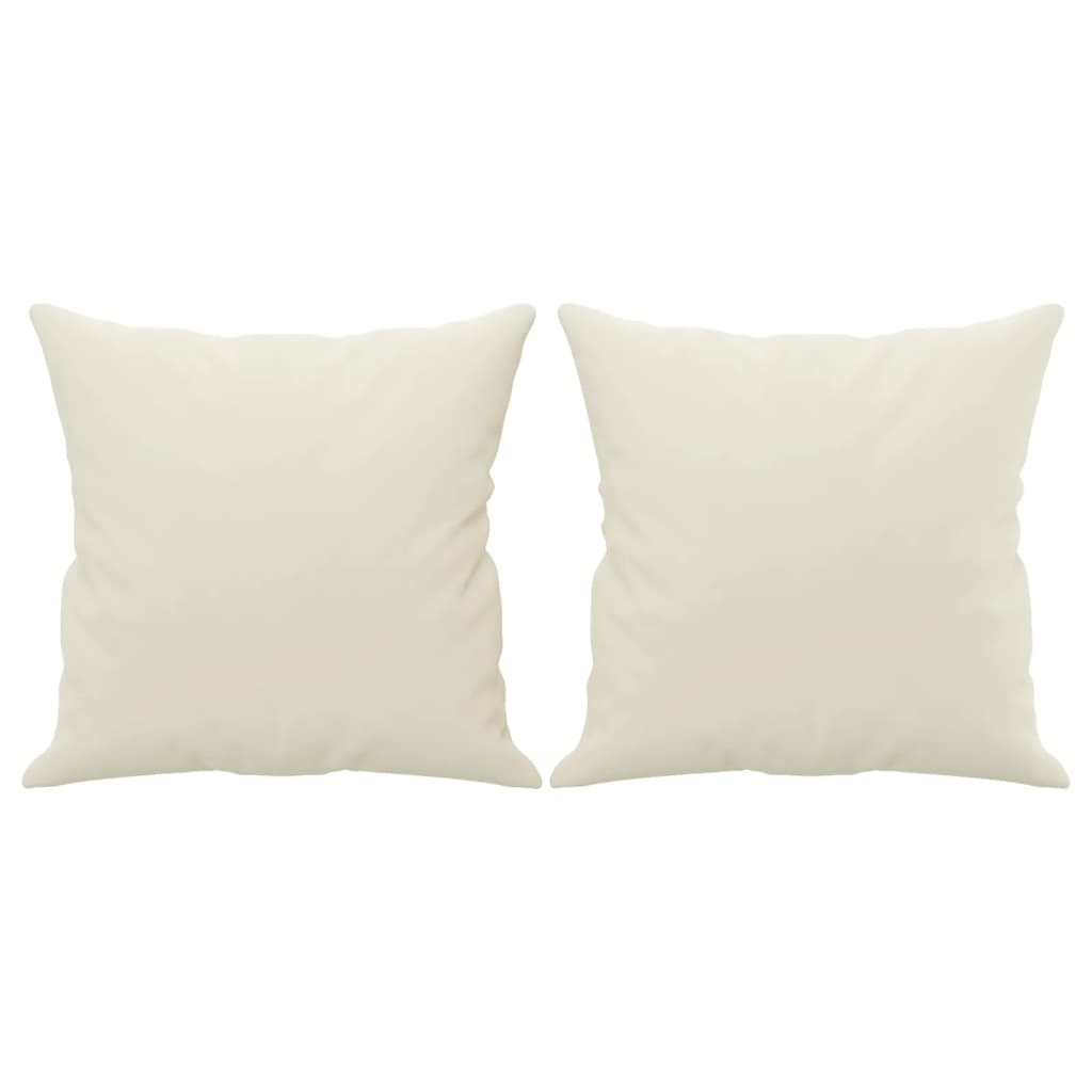 2 személyes krémszínű bársony kanapé díszpárnákkal 120 cm