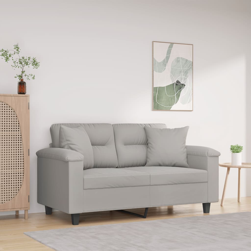 2 személyes világosszürke párnás mikroszálas szövetkanapé 120cm 2 személyes világosszürke párnás mikroszálas szövetkanapé 120cm