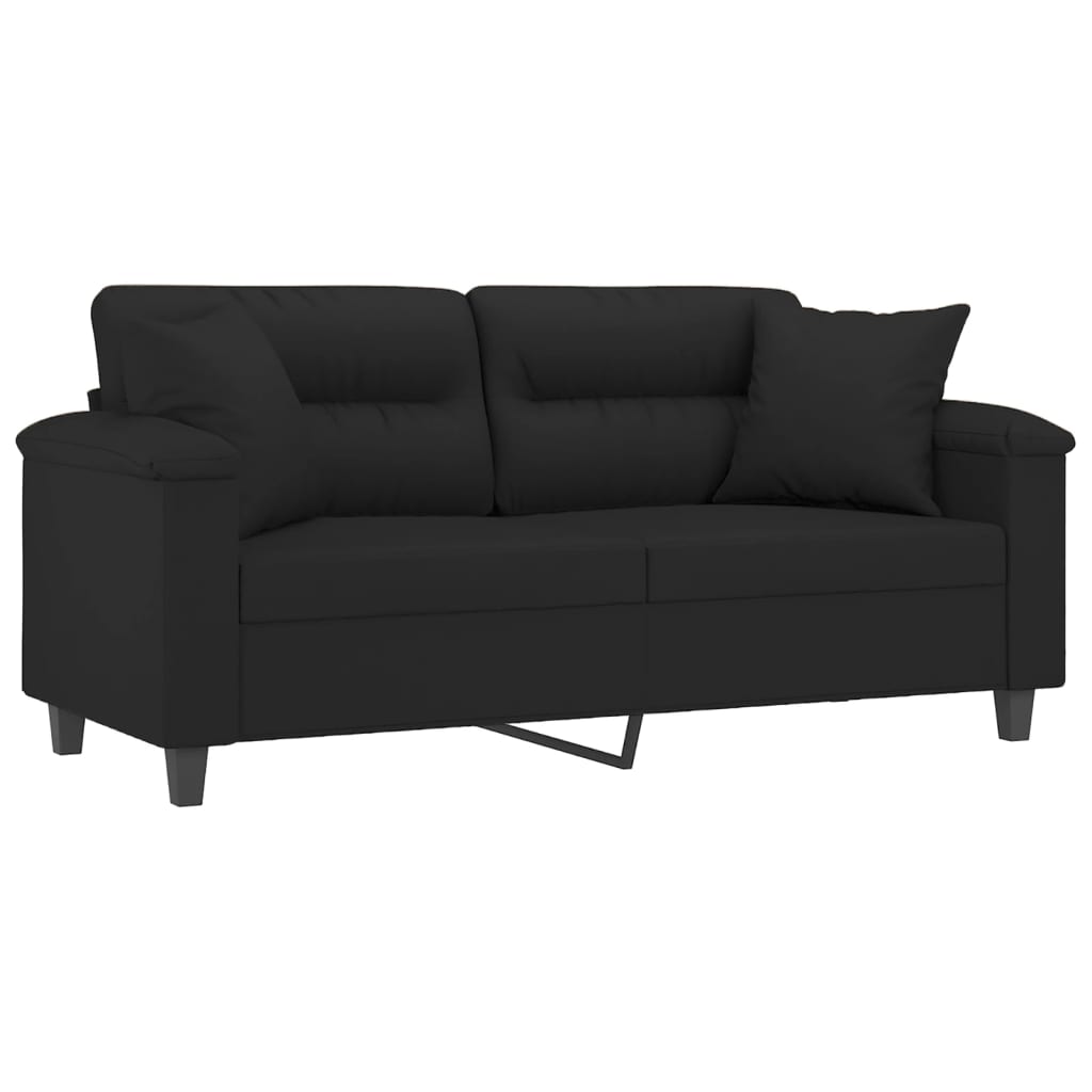 2 személyes fekete mikroszálas szövetkanapé párnákkal 140 cm 2 személyes fekete mikroszálas szövetkanapé párnákkal 140 cm