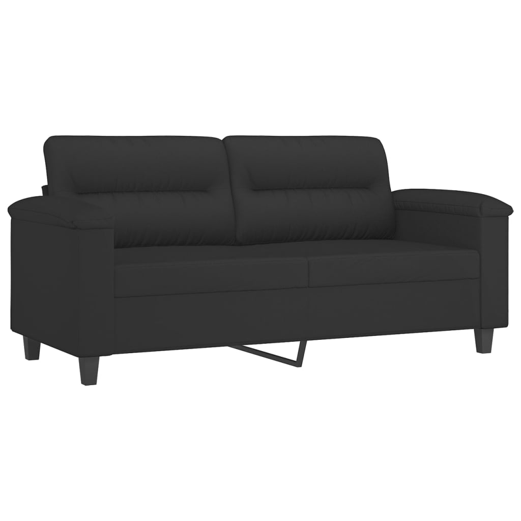 2 személyes fekete mikroszálas szövetkanapé párnákkal 140 cm 2 személyes fekete mikroszálas szövetkanapé párnákkal 140 cm