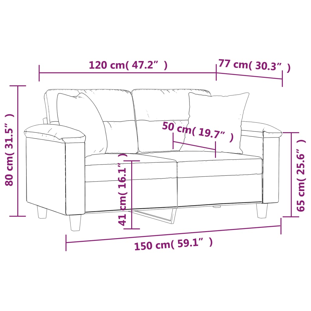 2 személyes cappuccino színű műbőr kanapé díszpárnákkal 120 cm 2 személyes cappuccino színű műbőr kanapé díszpárnákkal 120 cm