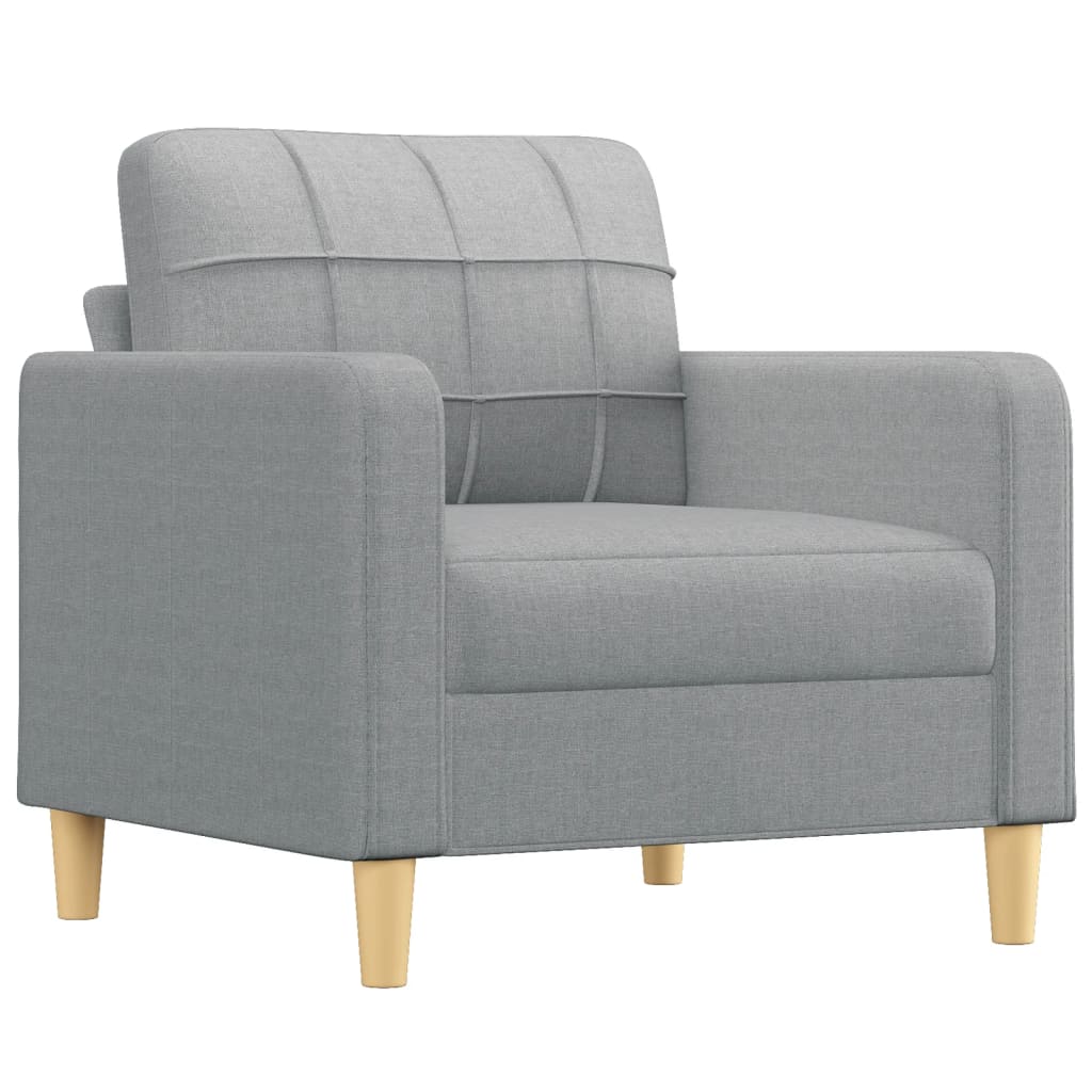 Világosszürke szövet kanapéfotel lábtartóval 60 cm