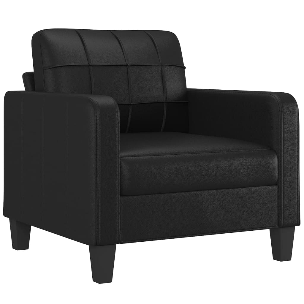 Fekete műbőr kanapéfotel lábtartóval 60 cm Fekete műbőr kanapéfotel lábtartóval 60 cm