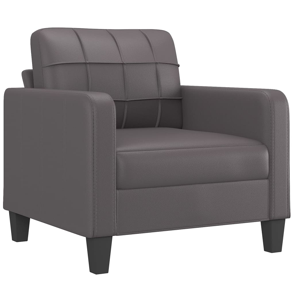Szürke műbőr kanapéfotel lábtartóval 60 cm Szürke műbőr kanapéfotel lábtartóval 60 cm