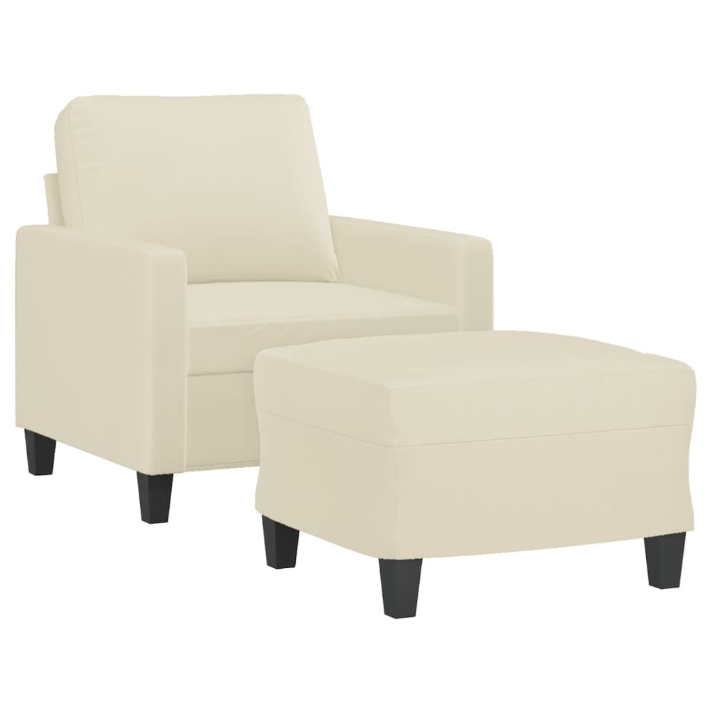 Krémszínű műbőr kanapéfotel lábtartóval 60 cm Krémszínű műbőr kanapéfotel lábtartóval 60 cm