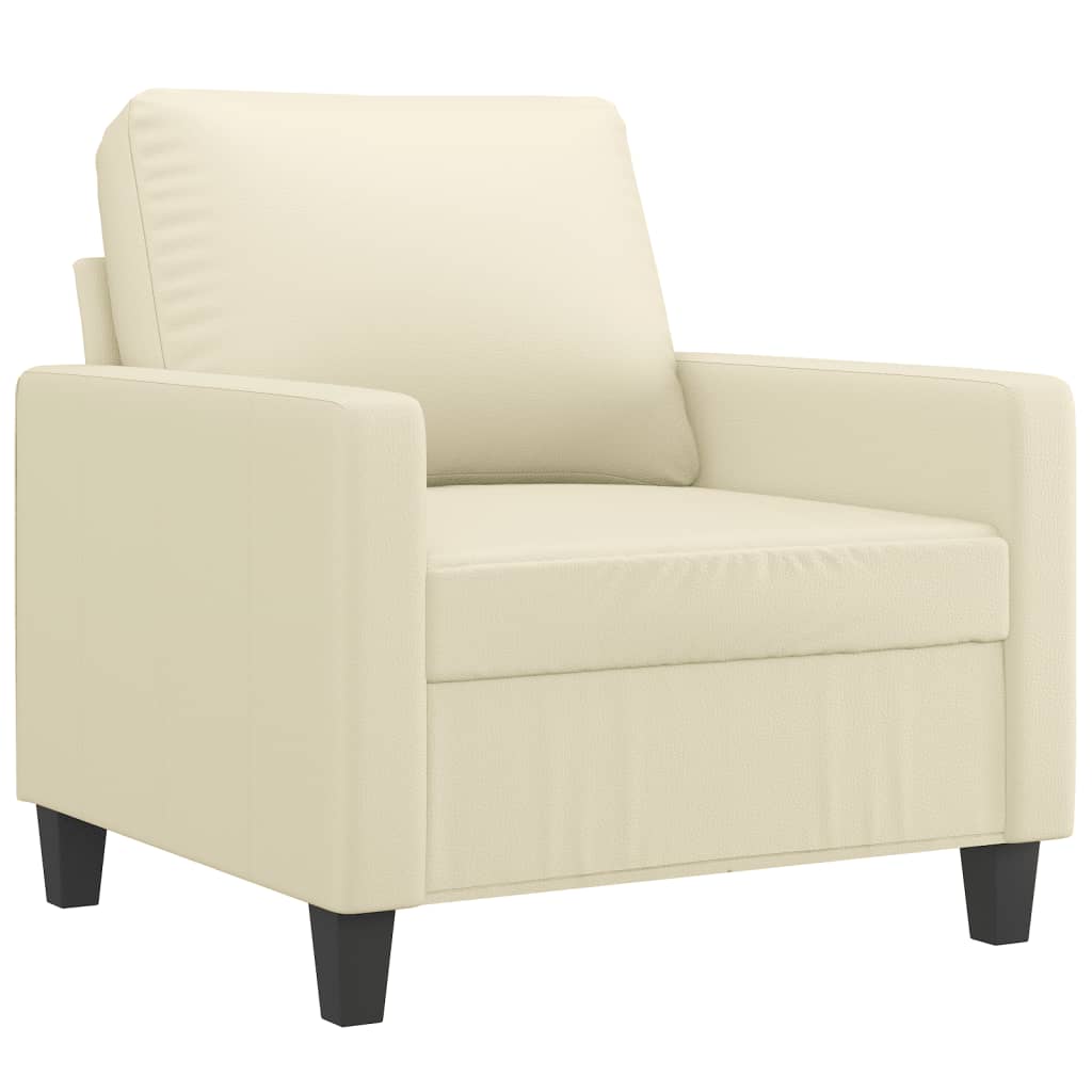 Krémszínű műbőr kanapéfotel lábtartóval 60 cm Krémszínű műbőr kanapéfotel lábtartóval 60 cm