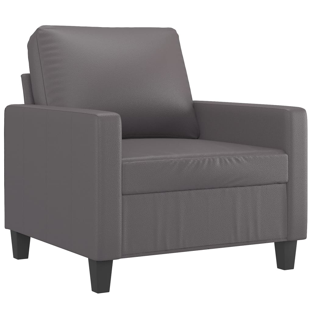 Szürke műbőr kanapéfotel lábtartóval 60 cm Szürke műbőr kanapéfotel lábtartóval 60 cm