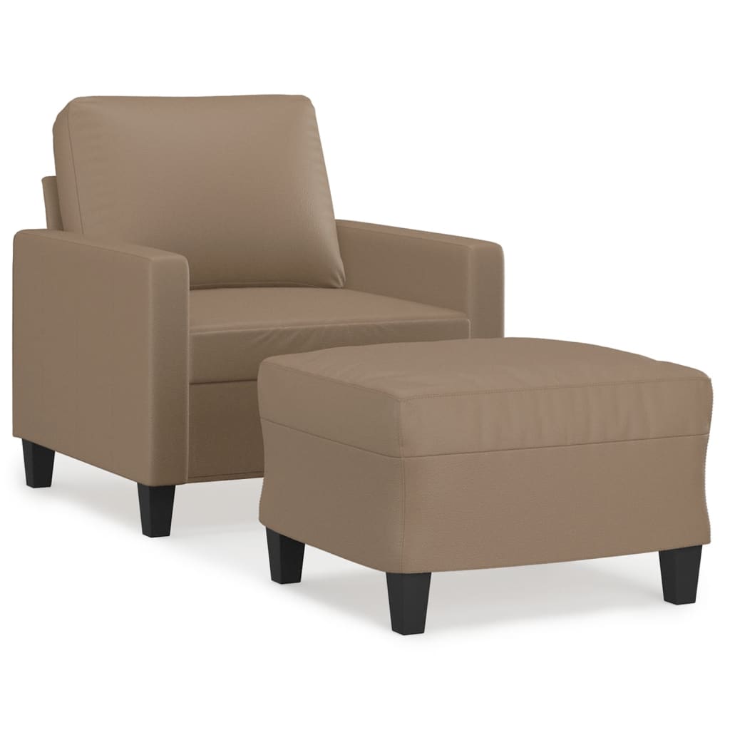 Kávészínű műbőr kanapéfotel lábtartóval 60 cm Kávészínű műbőr kanapéfotel lábtartóval 60 cm