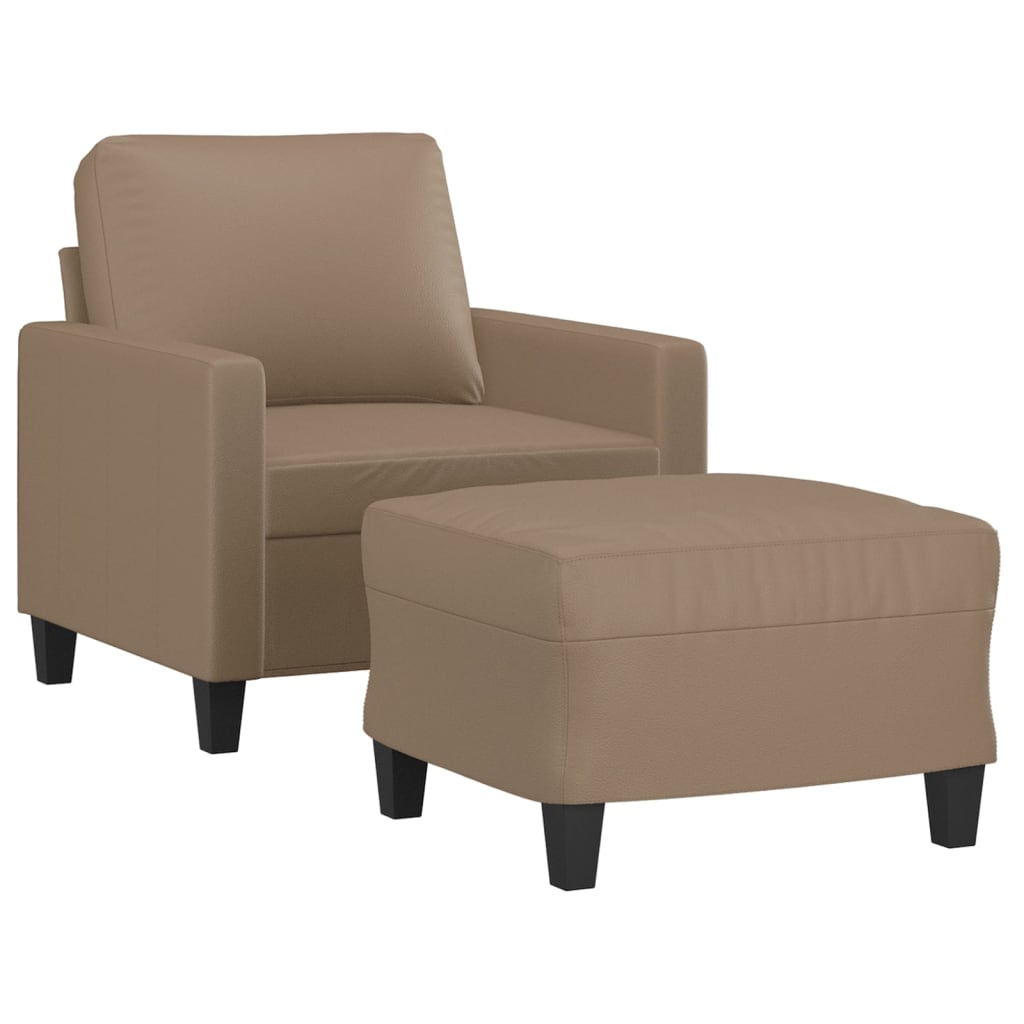 Kávészínű műbőr kanapéfotel lábtartóval 60 cm Kávészínű műbőr kanapéfotel lábtartóval 60 cm