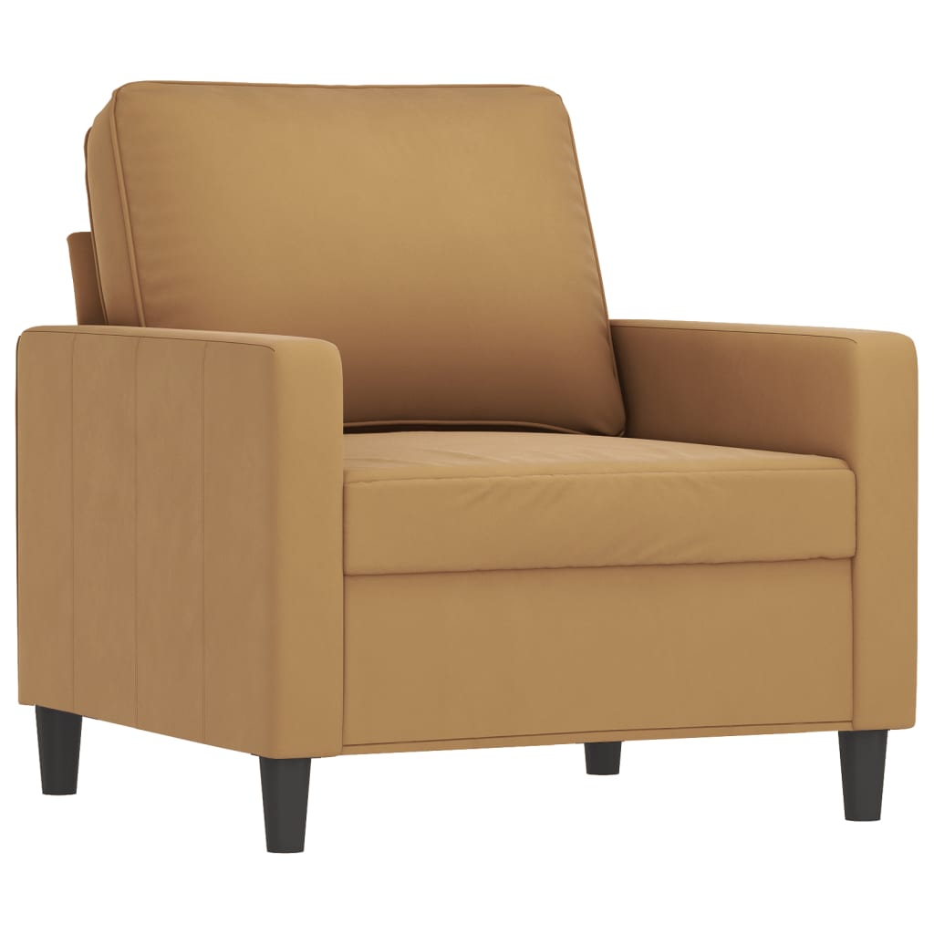 Barna bársony kanapéfotel lábtartóval 60 cm