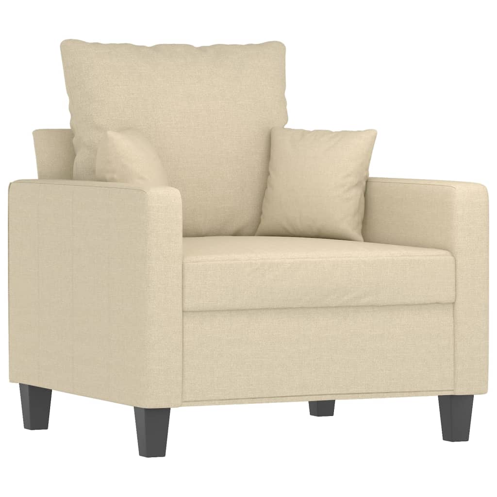 Krémszínű szövet kanapéfotel lábtartóval 60 cm Krémszínű szövet kanapéfotel lábtartóval 60 cm