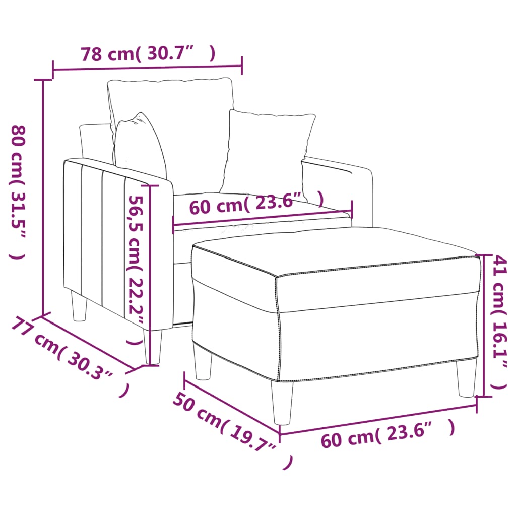 Sárga bársony kanapéfotel lábtartóval 60 cm Sárga bársony kanapéfotel lábtartóval 60 cm