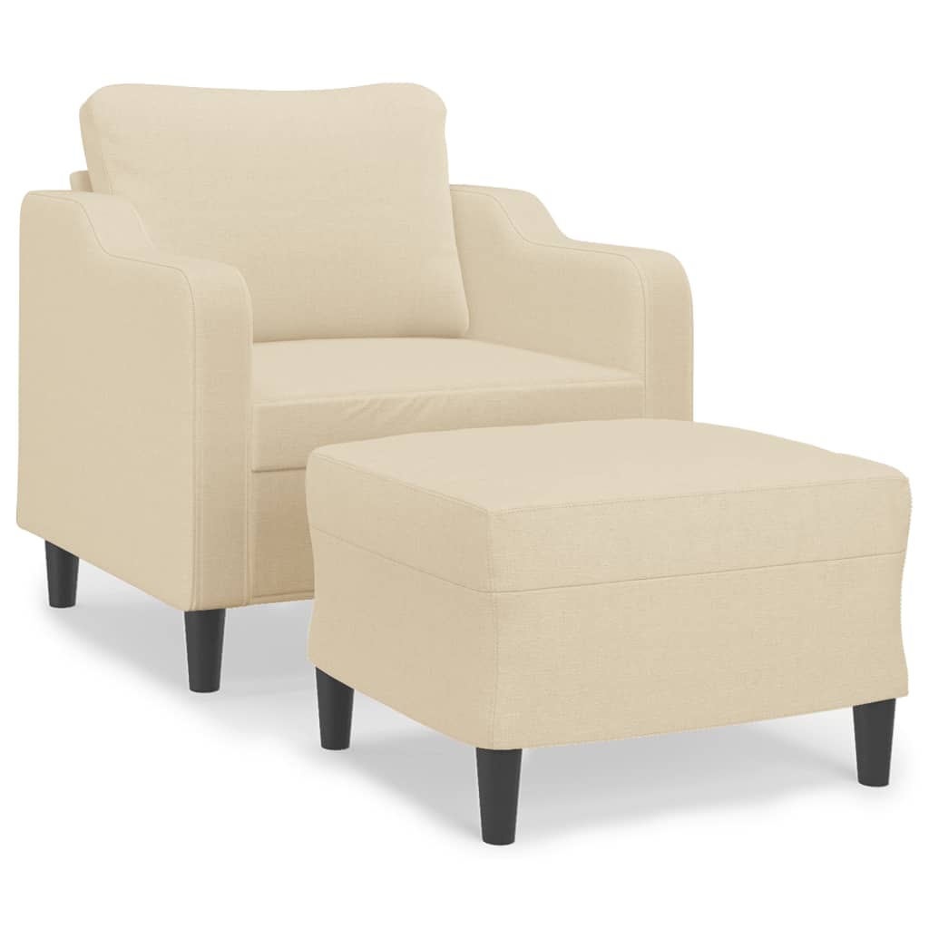 Krémszínű szövet kanapéfotel lábtartóval 60 cm Krémszínű szövet kanapéfotel lábtartóval 60 cm