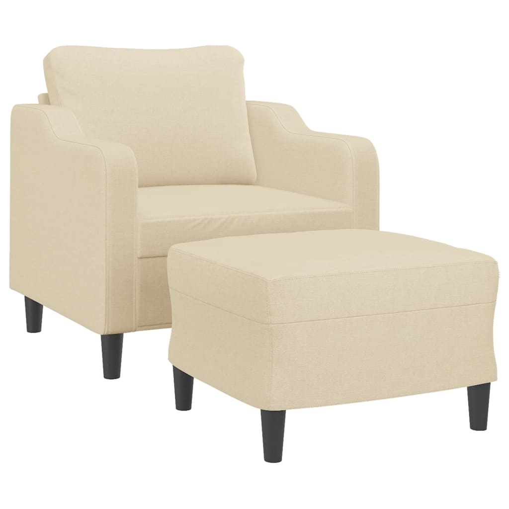 Krémszínű szövet kanapéfotel lábtartóval 60 cm Krémszínű szövet kanapéfotel lábtartóval 60 cm